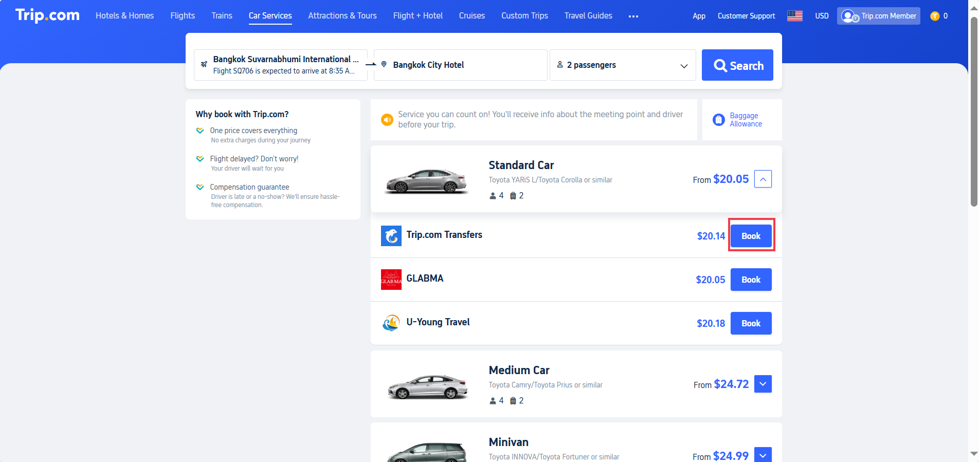 How to Book Airport Transfer on Trip.com