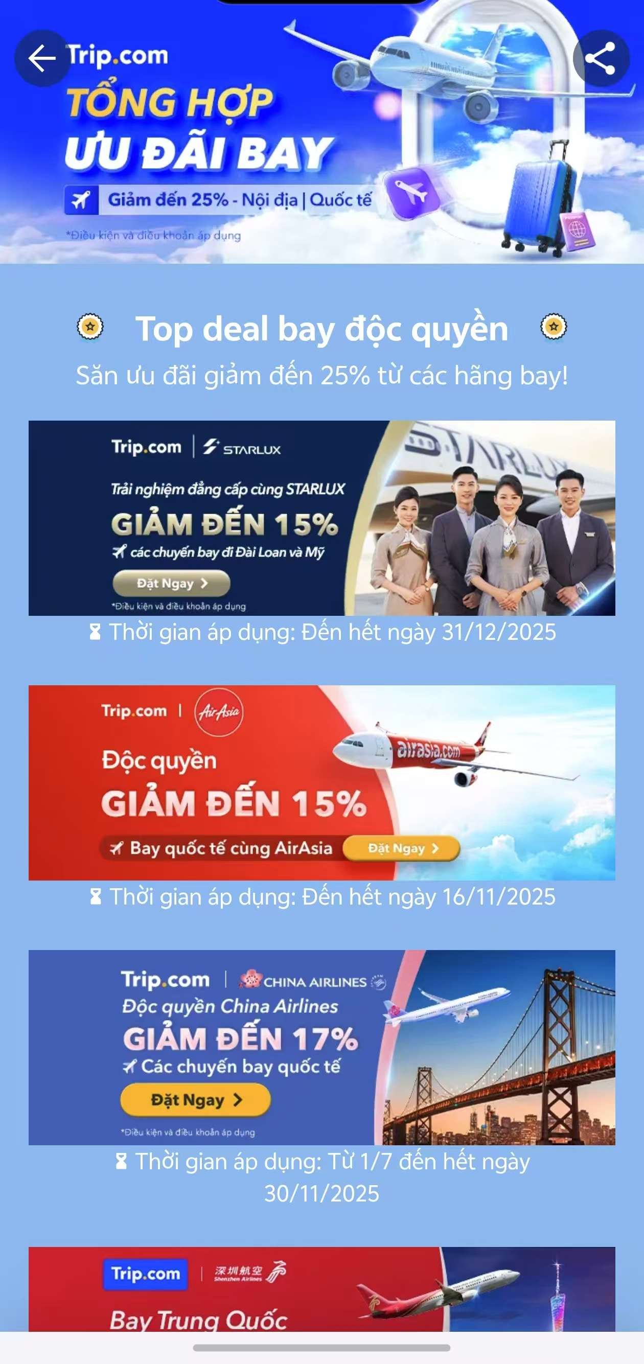 ưu đãi bay trip.com