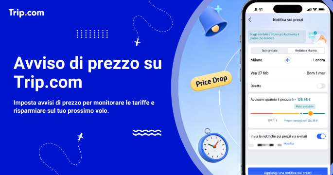 Avviso di prezzo per prenotare voli più economici