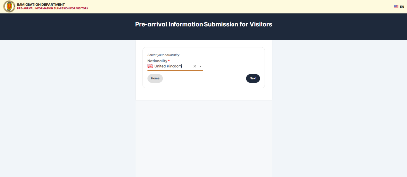 Pre-arrival Information Submission for Visitors