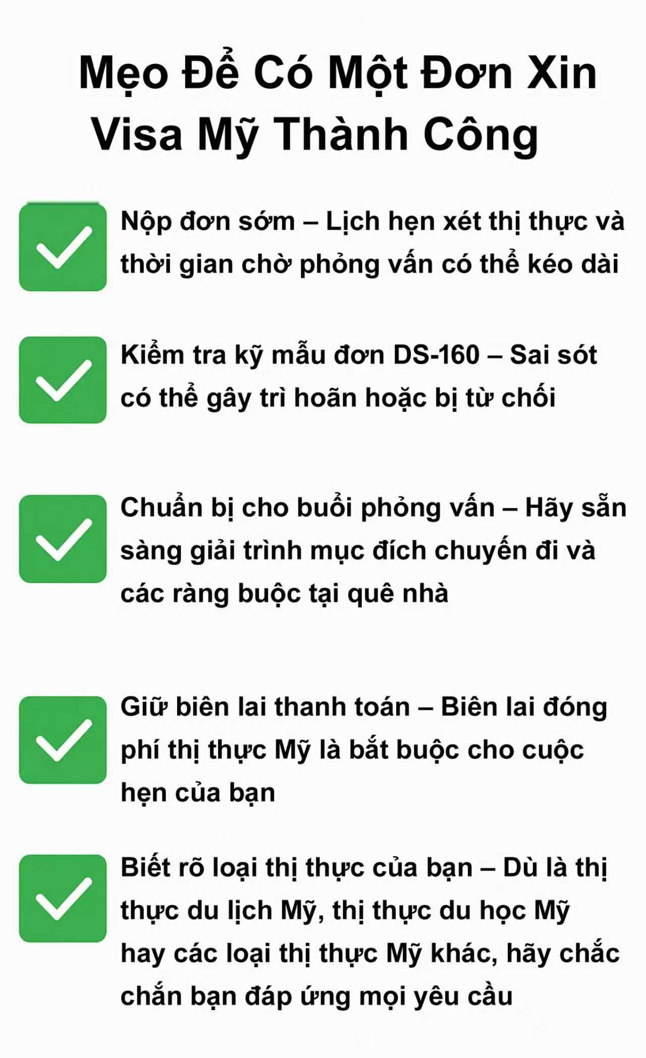 Mẹo Xin Visa Thị Thực Mỹ Thành Công