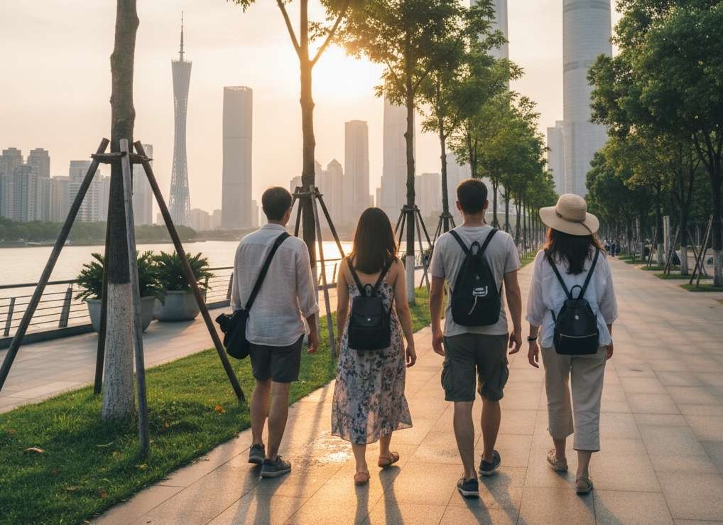 four people in summer clothes