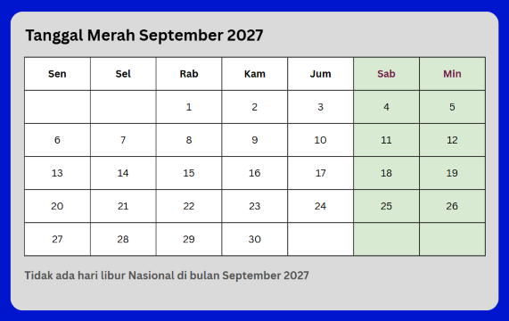 hari libur nasional 2027 september