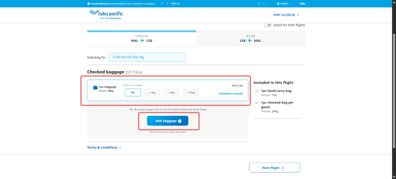How to Add Baggage While Booking a Cebu Pacific Flight