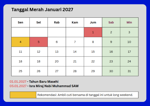 hari libur nasional 2027 januari