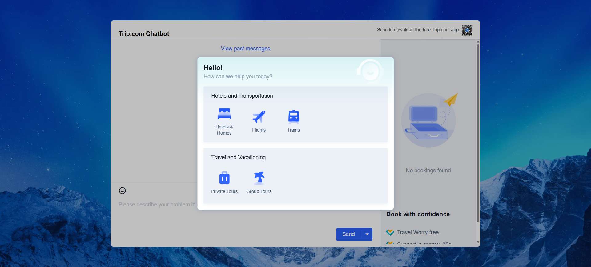 Step 2: Select "Chat" on Customer Support Page