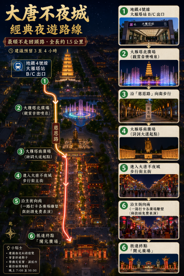 大唐不夜城夜遊路線