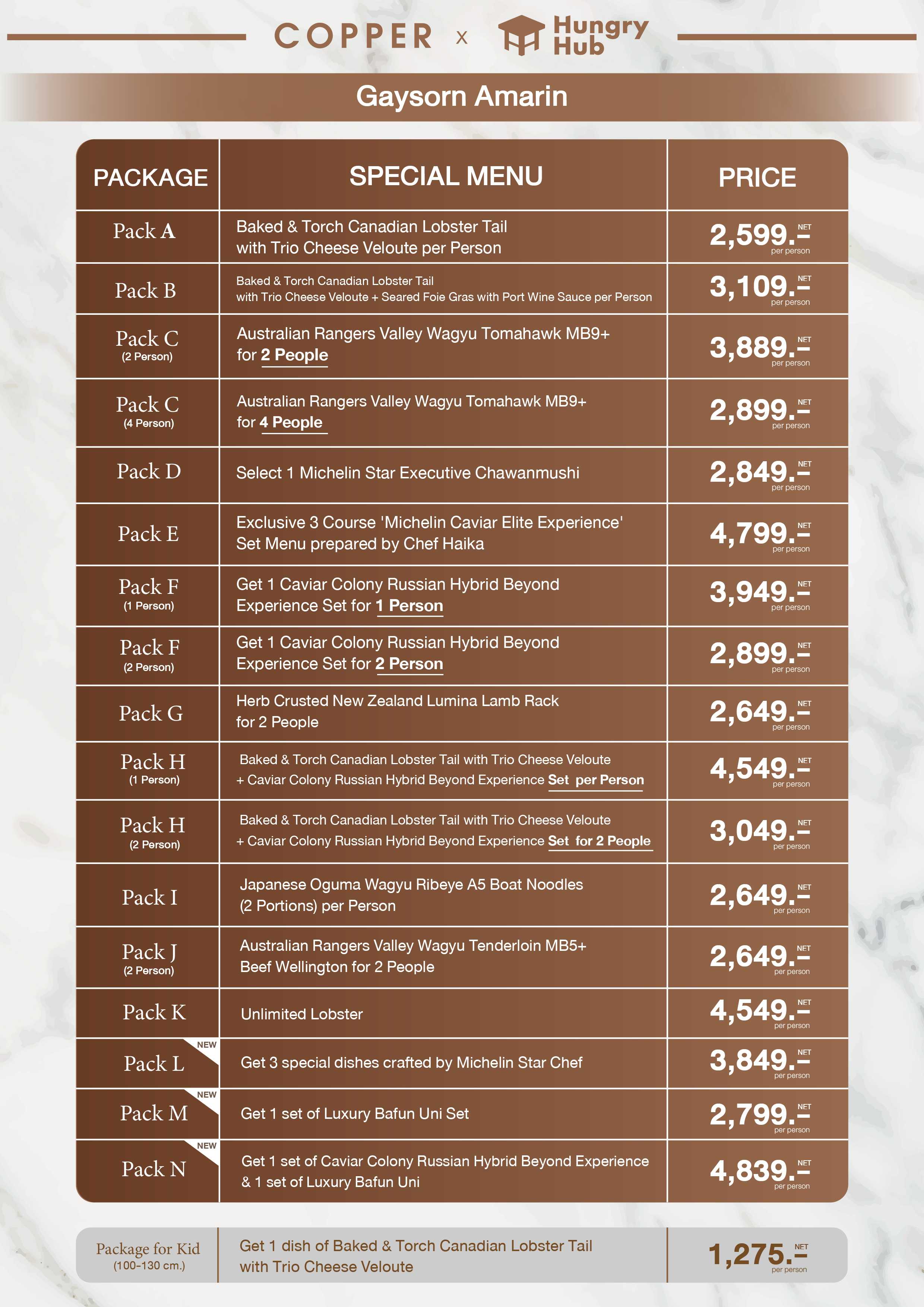 Copper Beyond Buffet | Gaysorn Amarin 店套餐價格