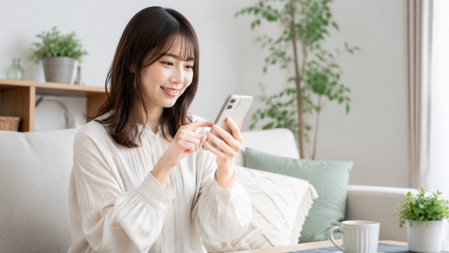 スマホを見る日本人