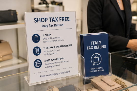 Italy Tax Refund at shops
