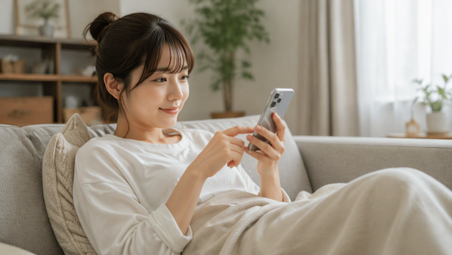 自宅でスマホ操作