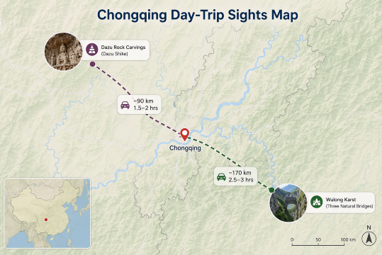 Chongqing Day-Trip Sights Map