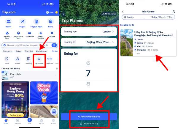 Trip.com App Trip Planner