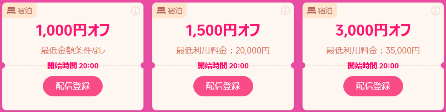 配布予定のホテルクーポン