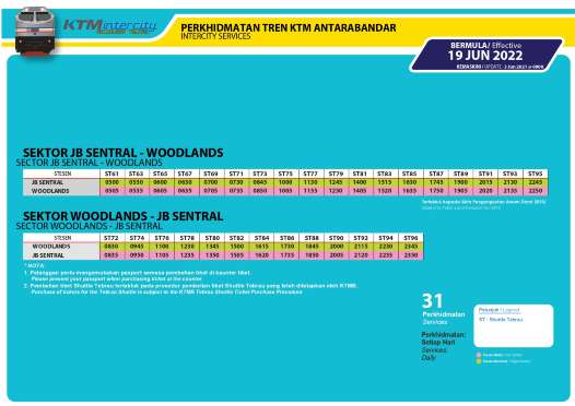 Singapore to Johor Bahru Schedule