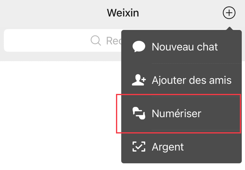 Scanner un code QR depuis l'appareil photo de WeChat
