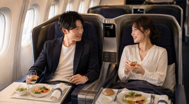 ビジネスクラスの夫婦