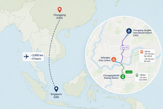 Chongqing Transportation Map By Flight