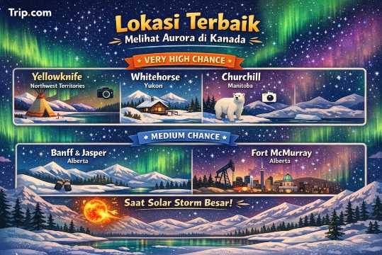 Lokasi Terbaik Aurora di Kanada