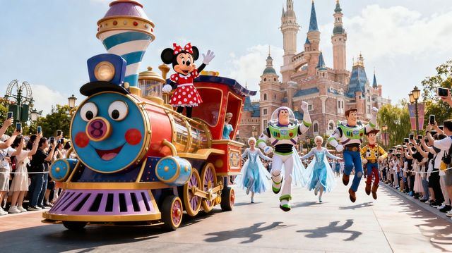 Схема маршрута парада Mickey's Storybook Express на плане парка