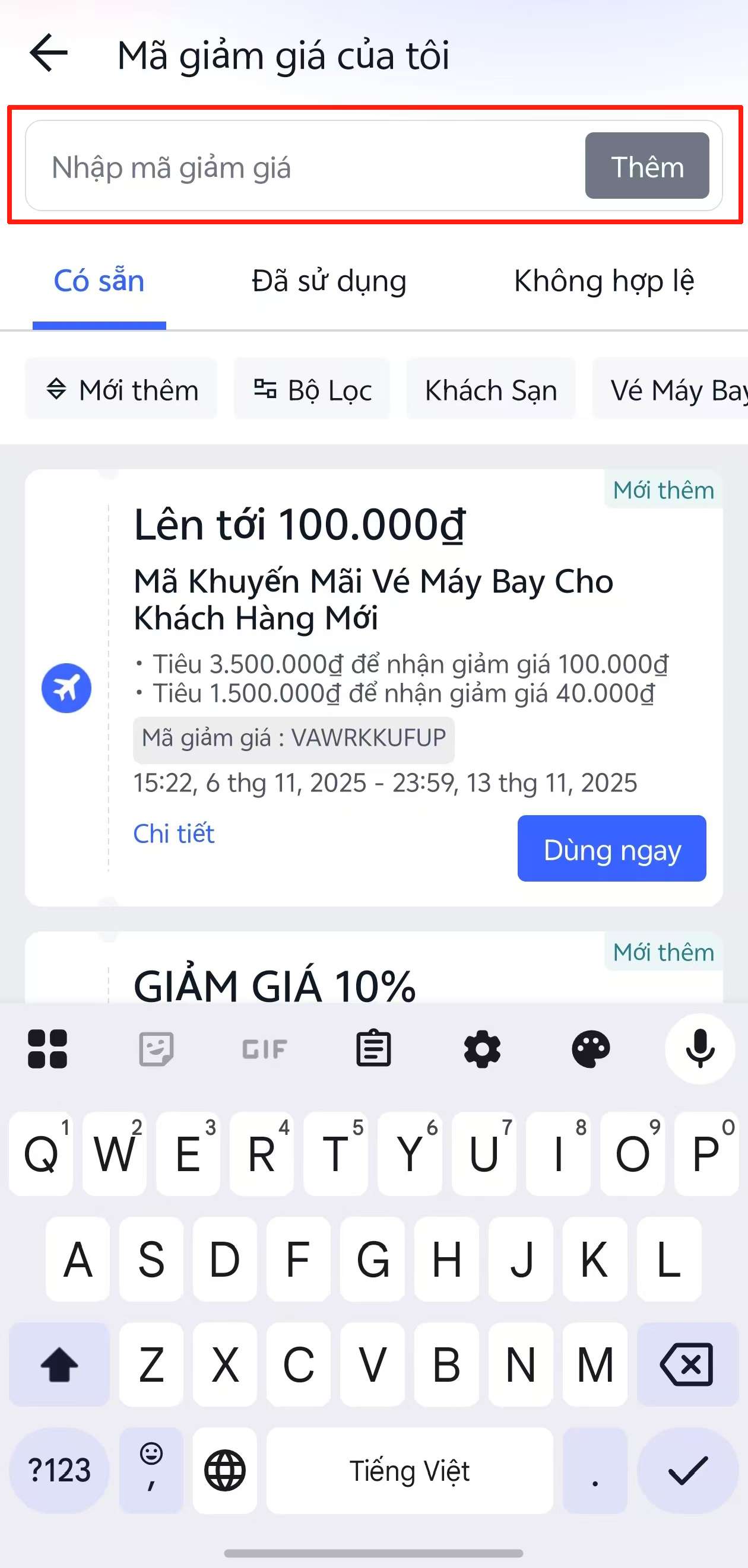 Nhập mã giảm giá trip.com