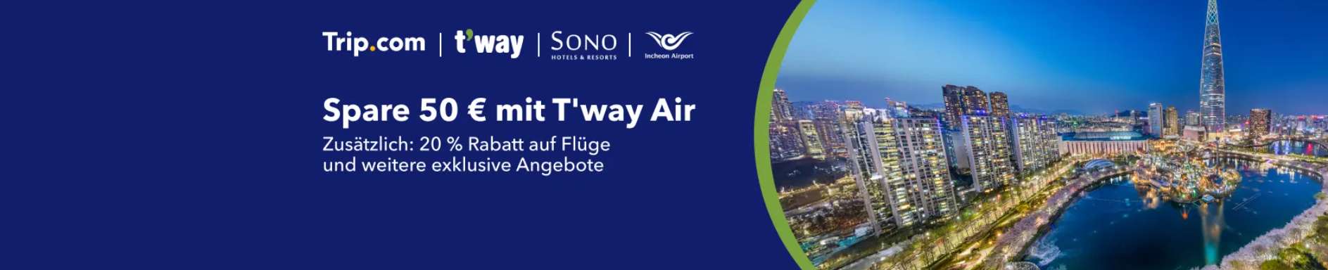 Fliege mit T’way Air und spare mehr