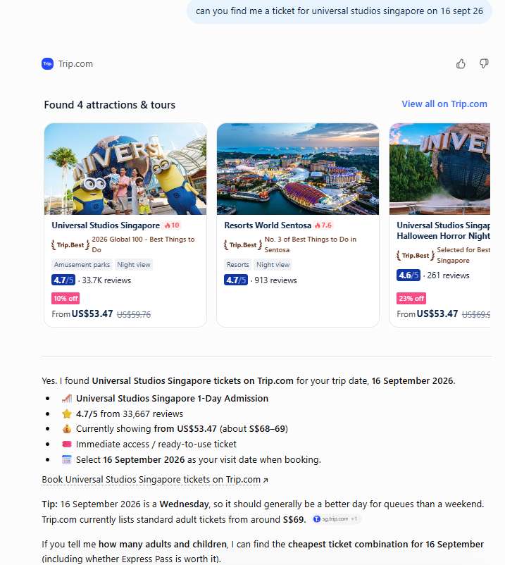 Searching for attractions