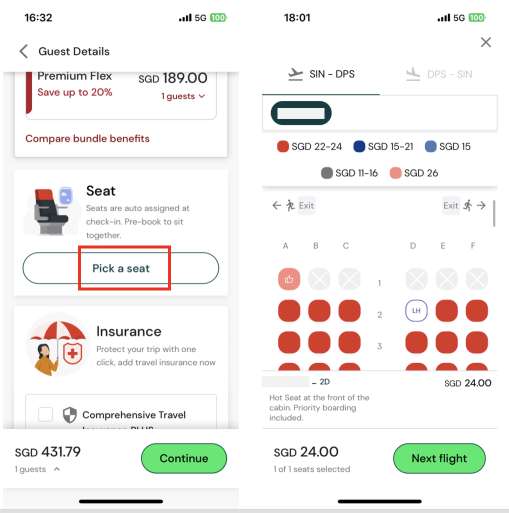 airasia move app seat selection