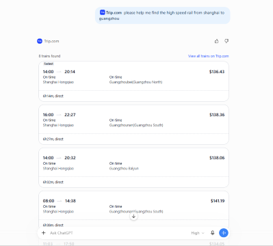 Trip.com: Travel planning inside ChatGPT