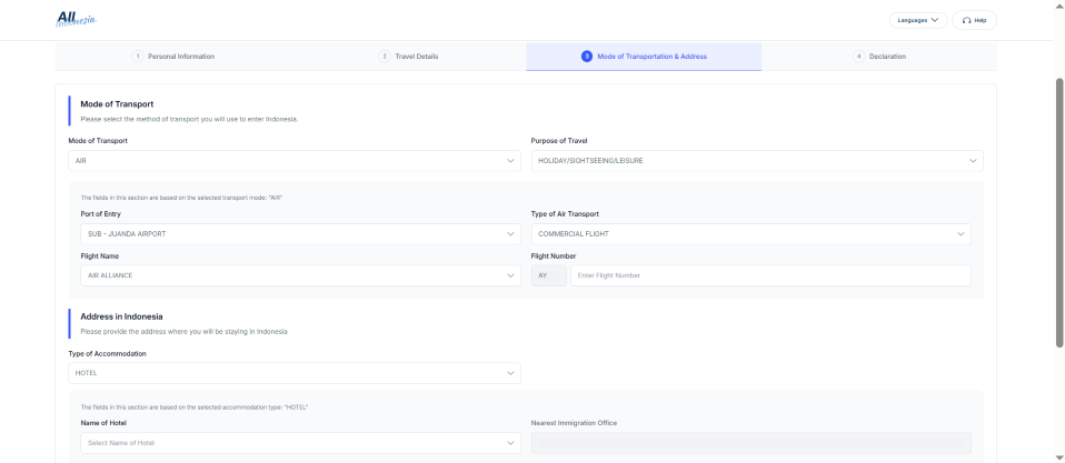 How to Fill Indonesia Arrival Card (e-CD) Online