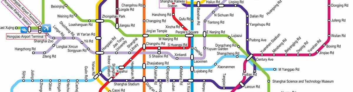 Hongqiao Airport to City Metro Map