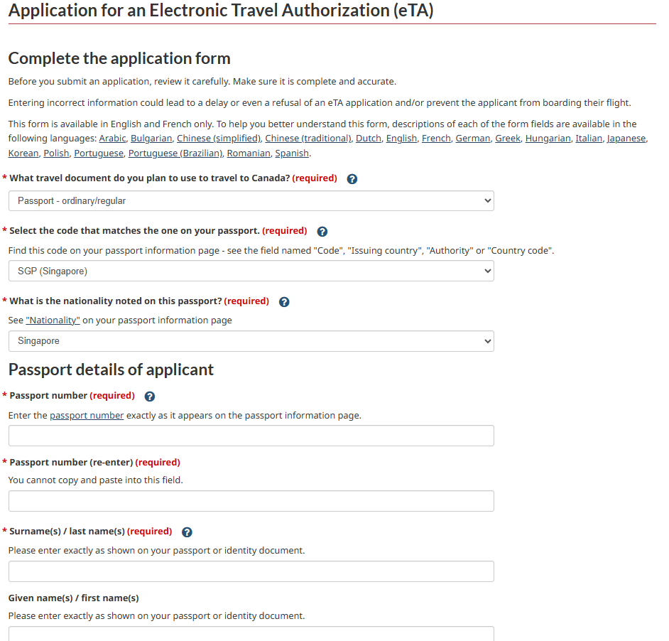 How to apply ETA Canada Step 2