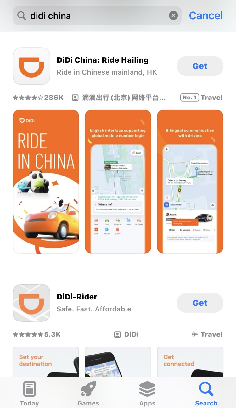 Search "Didi China" on Your App Store