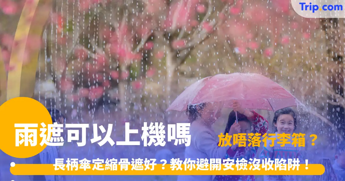雨遮可以上機嗎？2026摺疊傘與長柄傘登機規定全攻略 | Trip.com