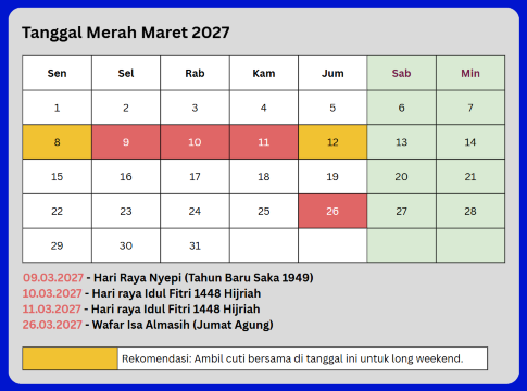 hari libur nasional 2027 maret