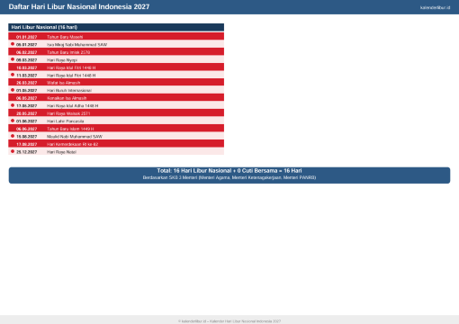 kalendar libur nasional 2027