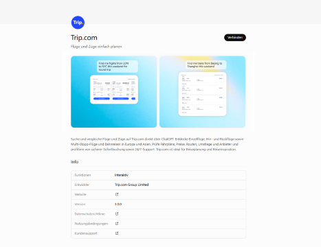 Trip.com App in ChatGPT
