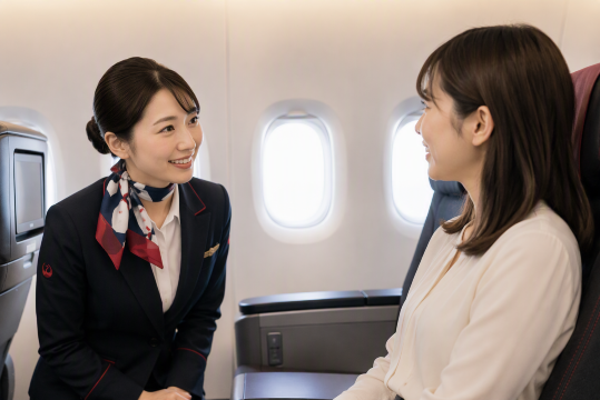 CAと話す日本人