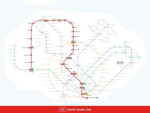 Singapore MRT North-South Line (Red Line) Map