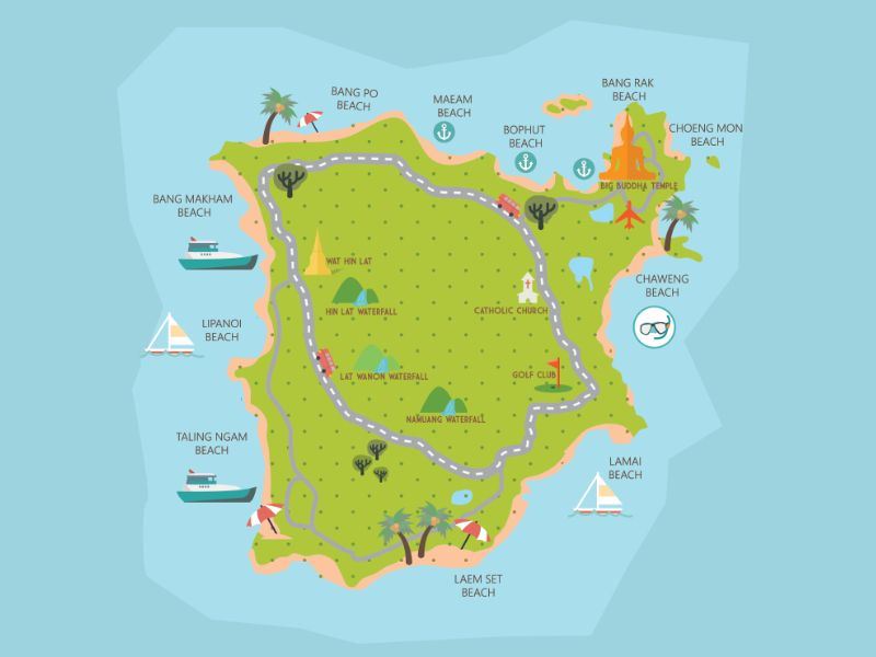 Koh Samui Beach Map