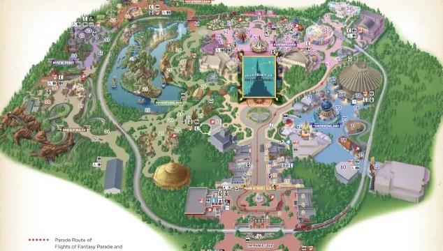 แผนที่ดิสนีย์แลนด์ฮ่องกง (Hong Kong Disneyland Map)