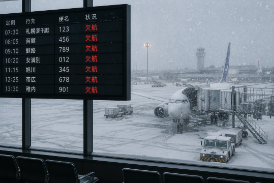 北海道雪で欠航