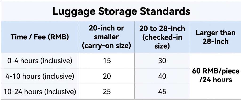 Normes de consigne à bagages à l'aéroport de Pudong