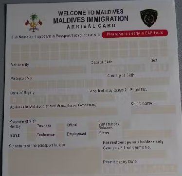 Maldives Arrival Form