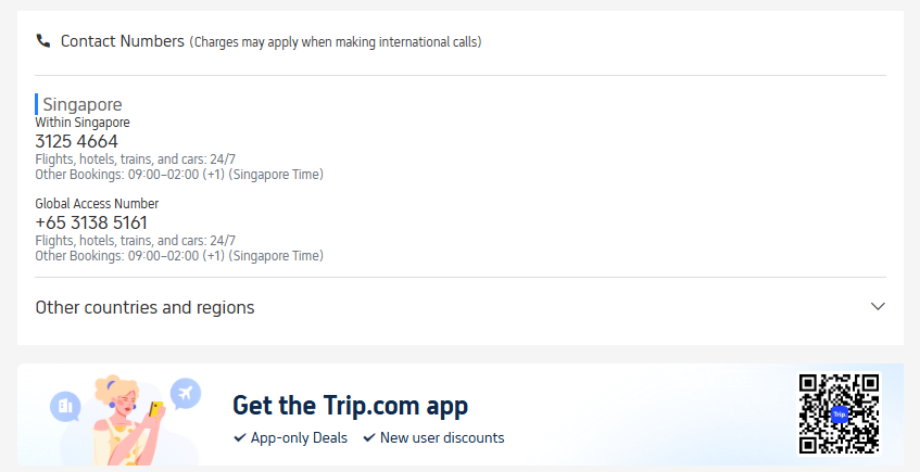 Number Hotline Trip.com SG