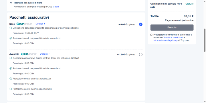 Noleggio auto su Trip.com
