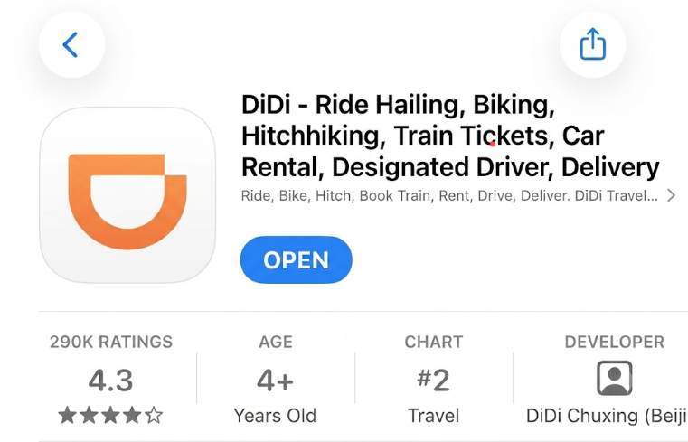 Application de transport en Chine : DiDi