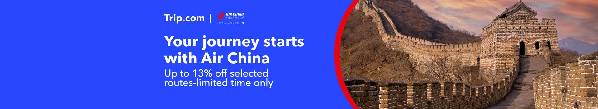 Fly with Air China, up to 13% on Select Routes