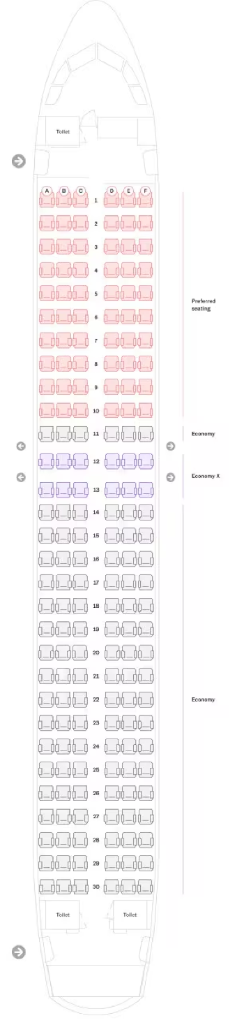 Virgin Australia Seat Map | Airbus A320