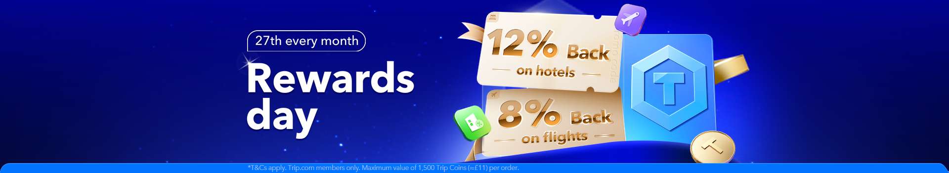 Trip.com Rewards Day | Flights 8% + hotels 12%